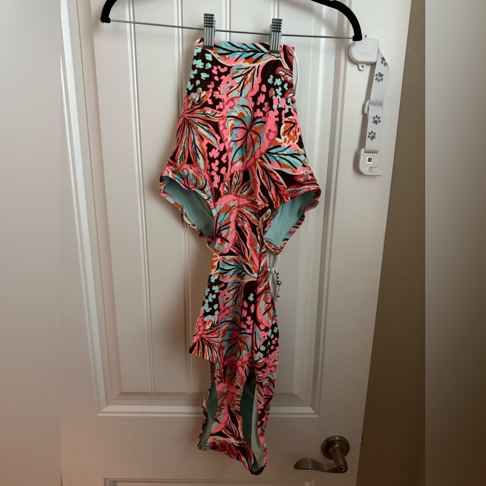Aerie Buzzed Terry Halter Cut Out One Piece Swimsuit